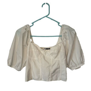 Gap Women's XS Boho Milkmaid Short Puff Sleeve Smocked Crop Top Cottagecore